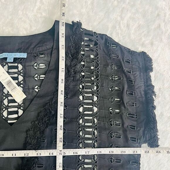 Antonio Melani Womens Black V-Neck Eyelet Lace Embroidered Cover Ups Medium NWT - Picture 7 of 10